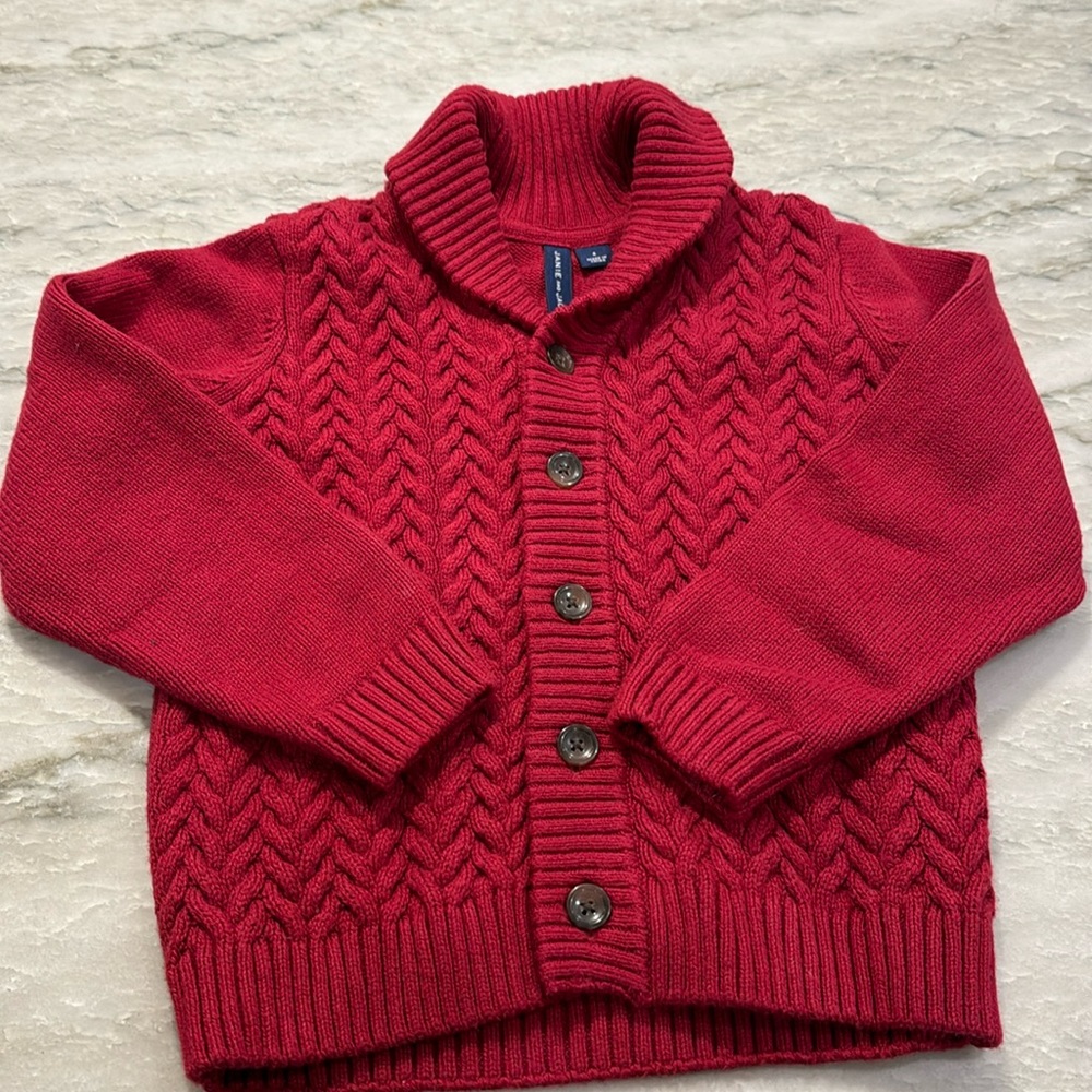 Janie and Jack Red Cardigan Sweater size 4